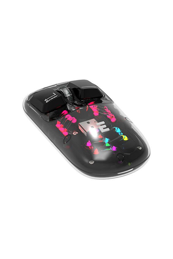 Everest SM-BT89 OPAL Şarj Edilebilir Sessiz Siyah Transparan RGB 2in1 2BT ve 2.4GHz Kablosuz Mouse