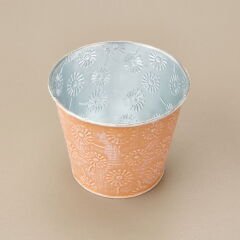 Çinko Çiçek Desenli Saksı - Asorti - 13x11 cm