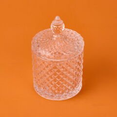 Baklava Desen Cam Kristal Şekerlik - Şeffaf - 8 cm