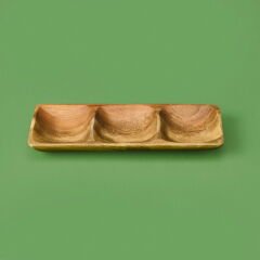 Akasya Üç Bölmeli Çerezlik - Kahverengi - 25x10 cm