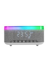 Mikado MD-W8 1200mAh 10W Gri Bluetooth-Usb-Kablosuz Şarj RGB-Gece Lambası Özellikli Alarmlı Saat Speaker
