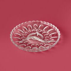 Glass 3 Bölmeli Cam Kahvaltı Sunum Tabağı - Şeffaf - 22 cm