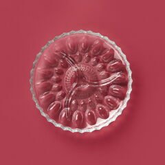 Glass 3 Bölmeli Cam Kahvaltı Sunum Tabağı - Şeffaf - 22 cm