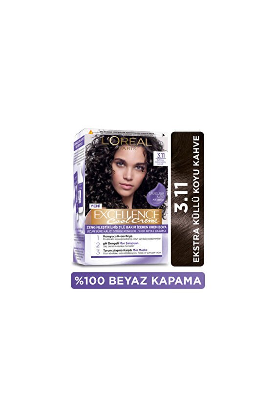 L’Oréal Paris Excellence Cool Creme Saç Boyası – 3.11 Ekstra Küllü Koyu Kahve