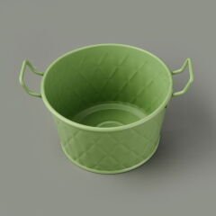 Mia Prizma Terracota Kulplu Galvaniz Saksı - Yeşil - 18 cm