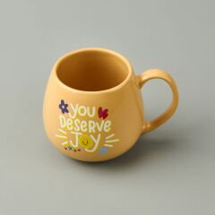 Kitchen You Deserve Joy Sloganlı Kupa - Sarı - 310 ml