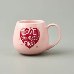 Kitchen Love Yourself First Sloganlı Kupa - Pembe - 310 ml
