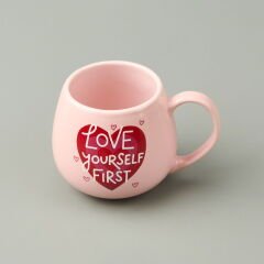Kitchen Love Yourself First Sloganlı Kupa - Pembe - 310 ml