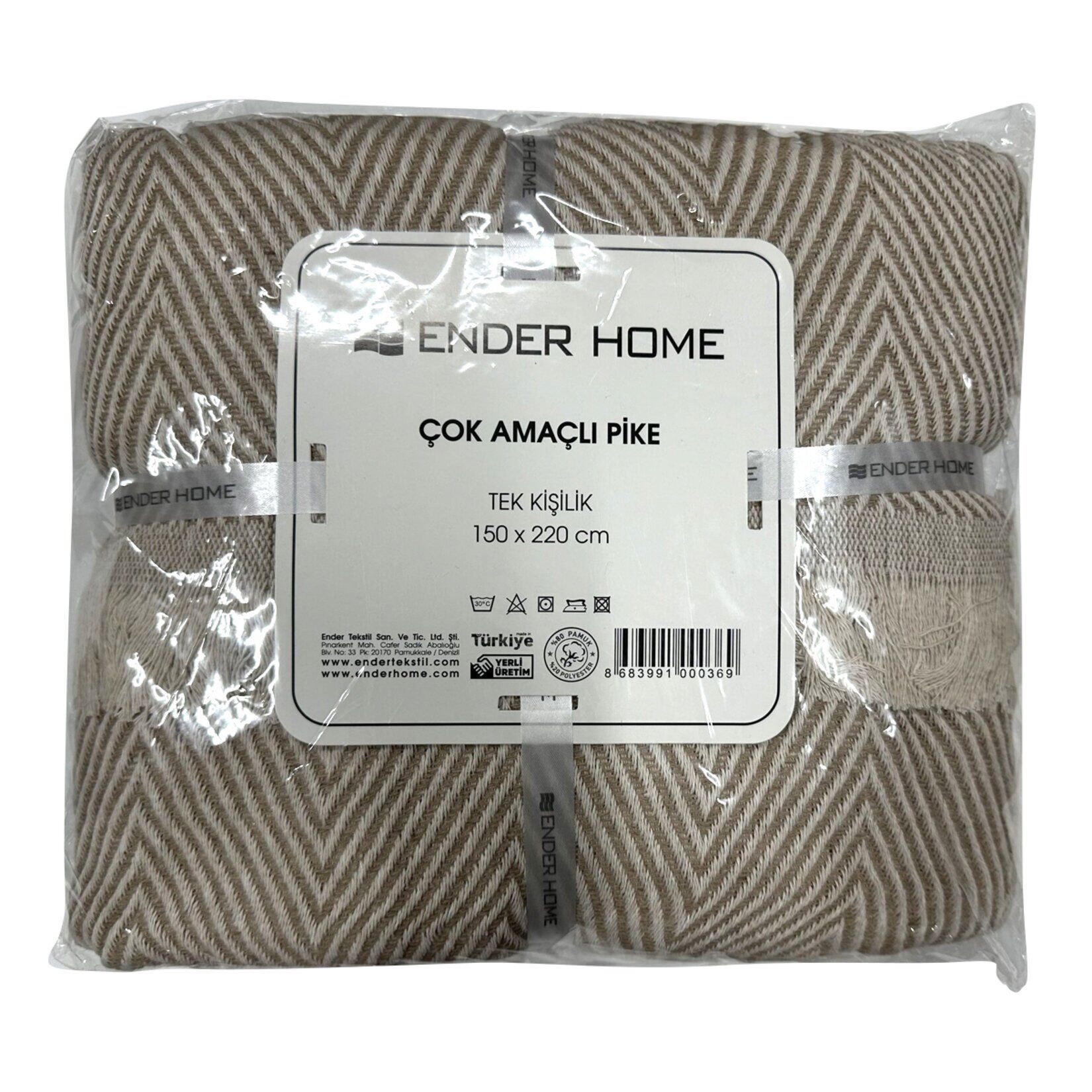 Ender Home Zigzag Desenli Tek Kişilik Pike 150 x 220 Cm
