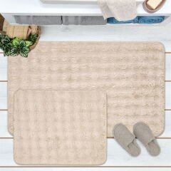 Soft Artos 2'li Banyo Paspası - Bej - 60x100 cm + 50x60 cm