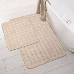 Soft Artos 2'li Banyo Paspası - Bej - 60x100 cm + 50x60 cm
