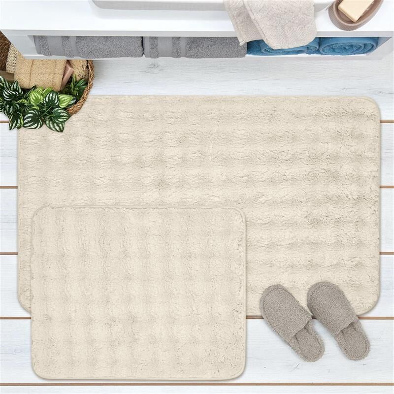 Soft Artos 2'li Banyo Paspası - Beyaz - 60x100 cm + 50x60 cm