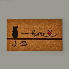 Home Duvardaki Kedi Kapı Önü Paspası - Bej - 35x60 cm