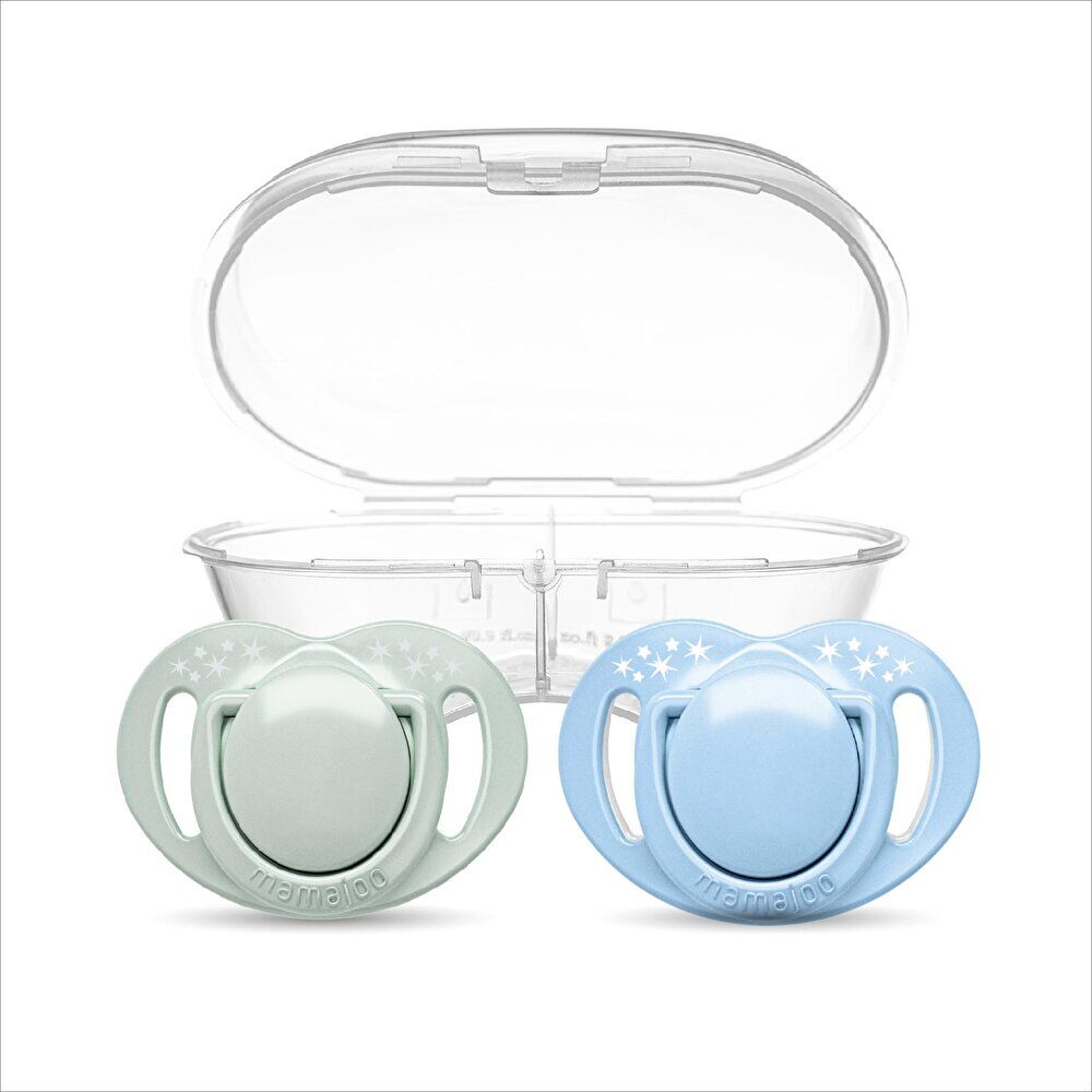Ortodontik Silikon Emzik 2'li Powder GreenBlue 0+ Ay (Sterilizasyon/Saklama Kutulu) 1 Adet