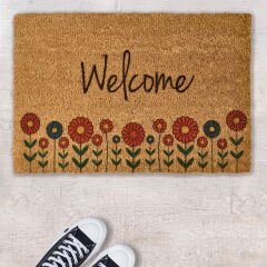 Home Blattern Koko Çiçek Desenli Welcome Kapı Paspası - Renkli - 40x60 cm