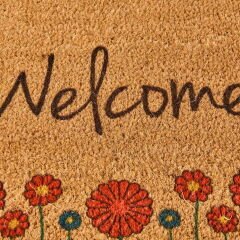 Home Blattern Koko Çiçek Desenli Welcome Kapı Paspası - Renkli - 40x60 cm