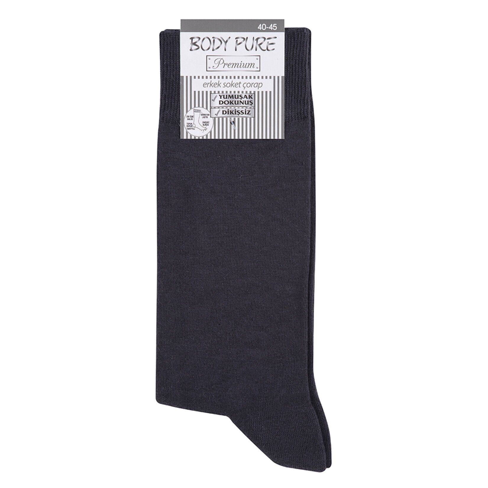 Body Pure Premium Erkek Soket Çorabı Füme 40/45