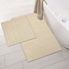 Soft Merry Natürel 2'li Banyo Paspası - Bej - 60x100 cm + 50x60 cm