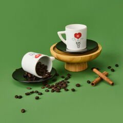 LMB-I02 Sevgi Temalı 2'li Fincan Takımı - Renkli - 90 ml