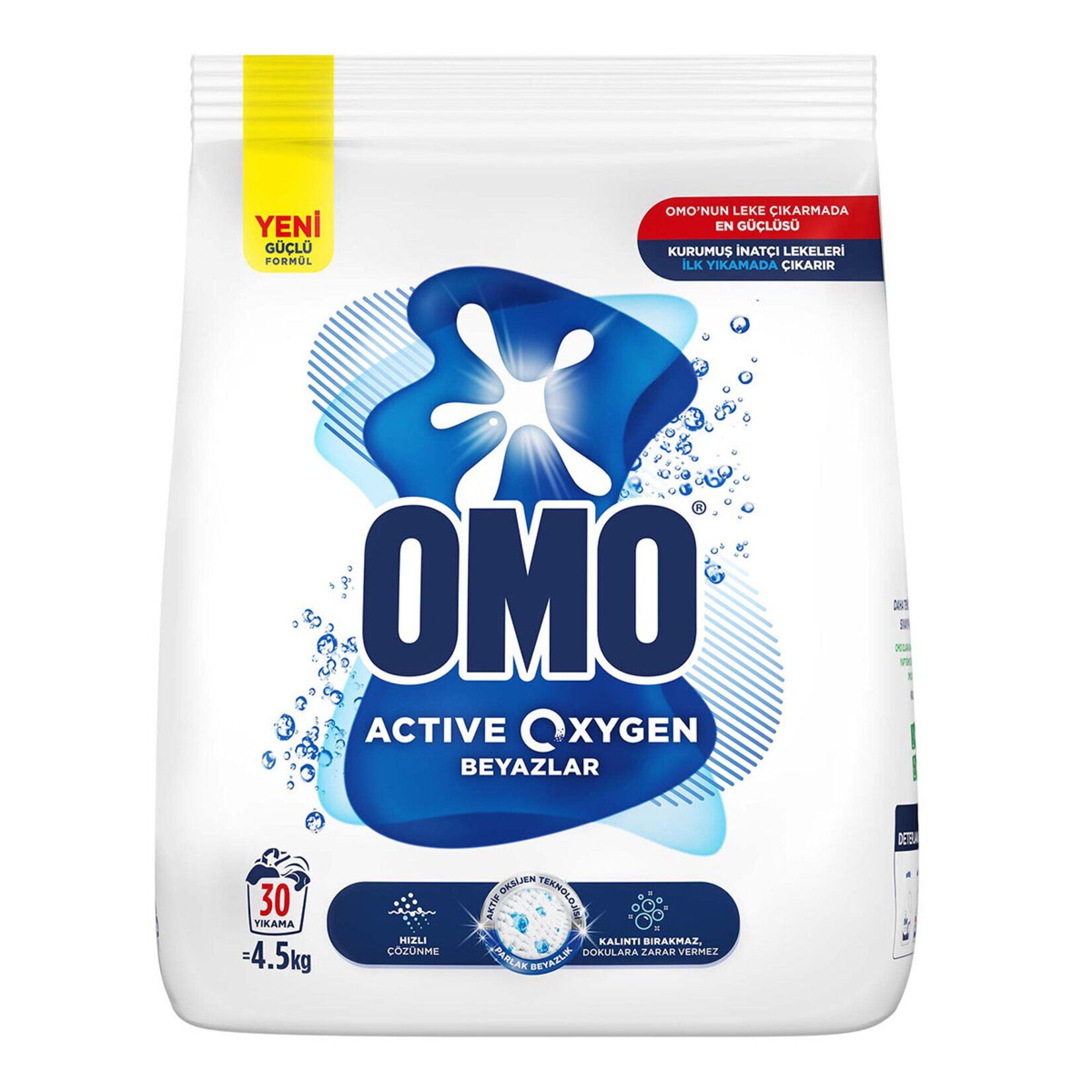 Omo Active Oxygen Toz Çamaşır Deterjanı Beyazlar 4.5 KG 30 Yıkama