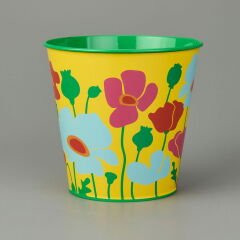 Çiçek Baskılı Saksı - Asorti - 15 cm