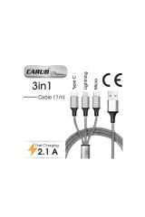 Carub Şarj Kablo Usb 3lü İphone,Samsung,Huwaei 1m