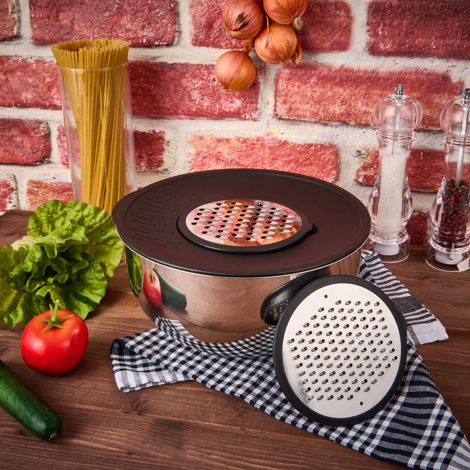 Satin 5 Parça Karıştırma Seti - Inox / Siyah - 4,6 lt