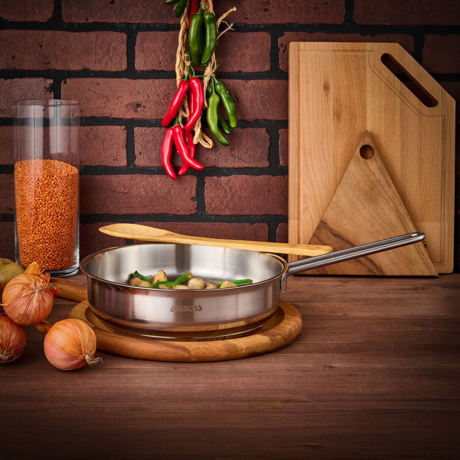 Saphire Çelik Tava - Inox - 22 cm