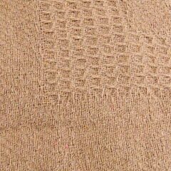 Yün Waffle Çift Kişilik Yatak Örtüsü - Bej - 200x220 cm