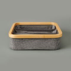 3 Bölmeli Katlanabilir Sepet - Gri - 30x30 cm