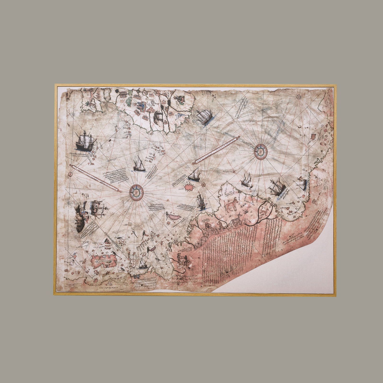 Deco Piri Reis Tablo - Açık Kahverengi - 120x90 cm