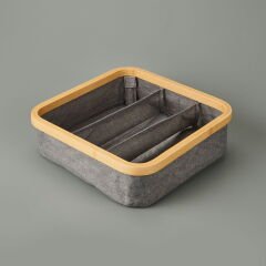 3 Bölmeli Katlanabilir Sepet - Gri - 30x30 cm