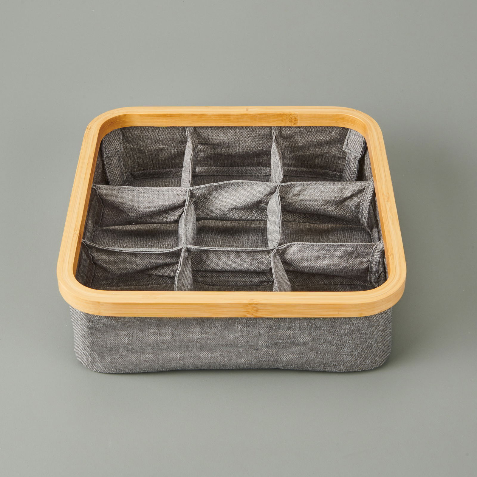 9 Bölmeli Katlanabilir Sepet - Gri - 30x30 cm