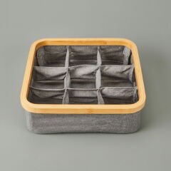 9 Bölmeli Katlanabilir Sepet - Gri - 30x30 cm