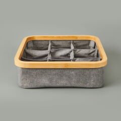 9 Bölmeli Katlanabilir Sepet - Gri - 30x30 cm