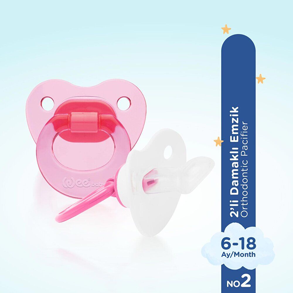438 Wee Baby B 2'li Damaklı Emzik No:2 Pembe 1 Adet