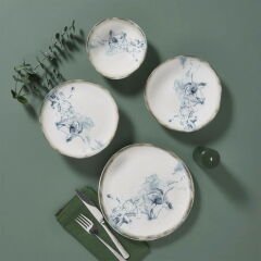 Porselen Roden 24 Parça Yemek Takımı - Mavi