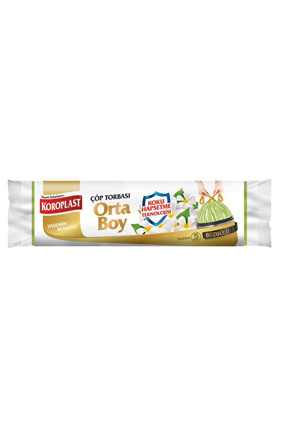 Koroplast Çöp Torbası Hapsetme Yasemin Büzgülü Orta Boy 15'li