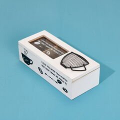 Dekoratif Ahşap Çay Kutusu - Kahverengi - 32,5x12x6,6 cm