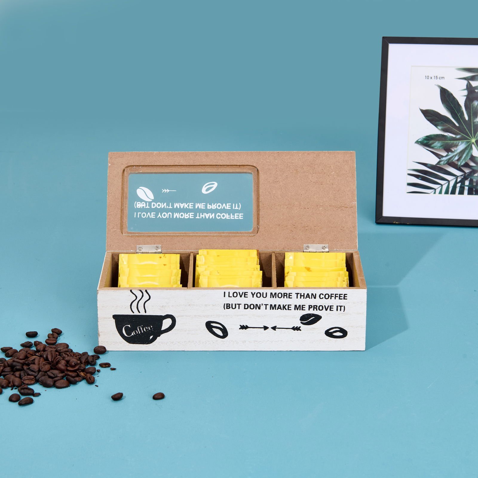 Dekoratif Ahşap Çay Kutusu - Kahverengi - 32,5x12x6,6 cm