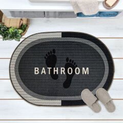 Soft Bathroom Oval Sihirli Banyo Paspası - Antrasit - 50x70 cm
