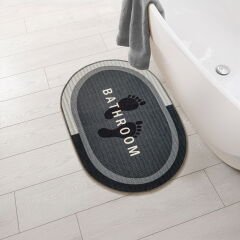 Soft Bathroom Oval Sihirli Banyo Paspası - Antrasit - 50x70 cm