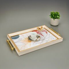 Kitchen Çiçek Desenli Tepsi - Renkli - 49 cm