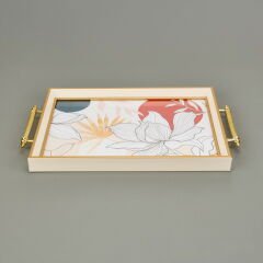 Kitchen Çiçek Desenli Tepsi - Renkli - 49 cm