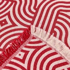 Soft Geometrik Desenli Tek Kişilik Yatak Örtüsü - Kırmızı - 160x225 cm