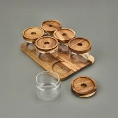 Akasya 6'lı Kahvaltılık Takımı - Kahverengi / Şeffaf - 29x19,5 cm