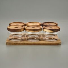 Akasya 6'lı Kahvaltılık Takımı - Kahverengi / Şeffaf - 29x19,5 cm