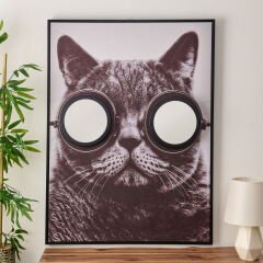 Deco Cat Aynalı Kanvas Tablo - Renkli - 75x100 cm