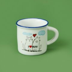 I Love You Desenli Türk Kahvesi Fincanı - Asorti - 80 ml