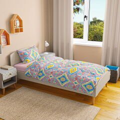 Soft Acus Tek Kişilik Nevresim Takımı - Renkli